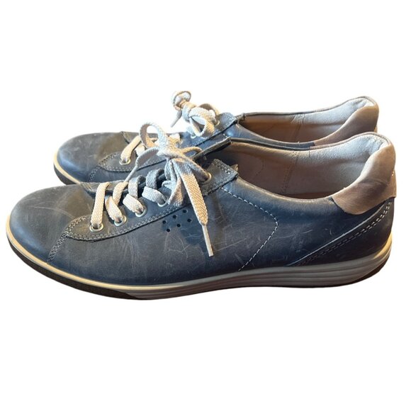 ECCO Womens Leather Casual Lace-Up Sneakers Blue Size 11 - Picture 4 of 6